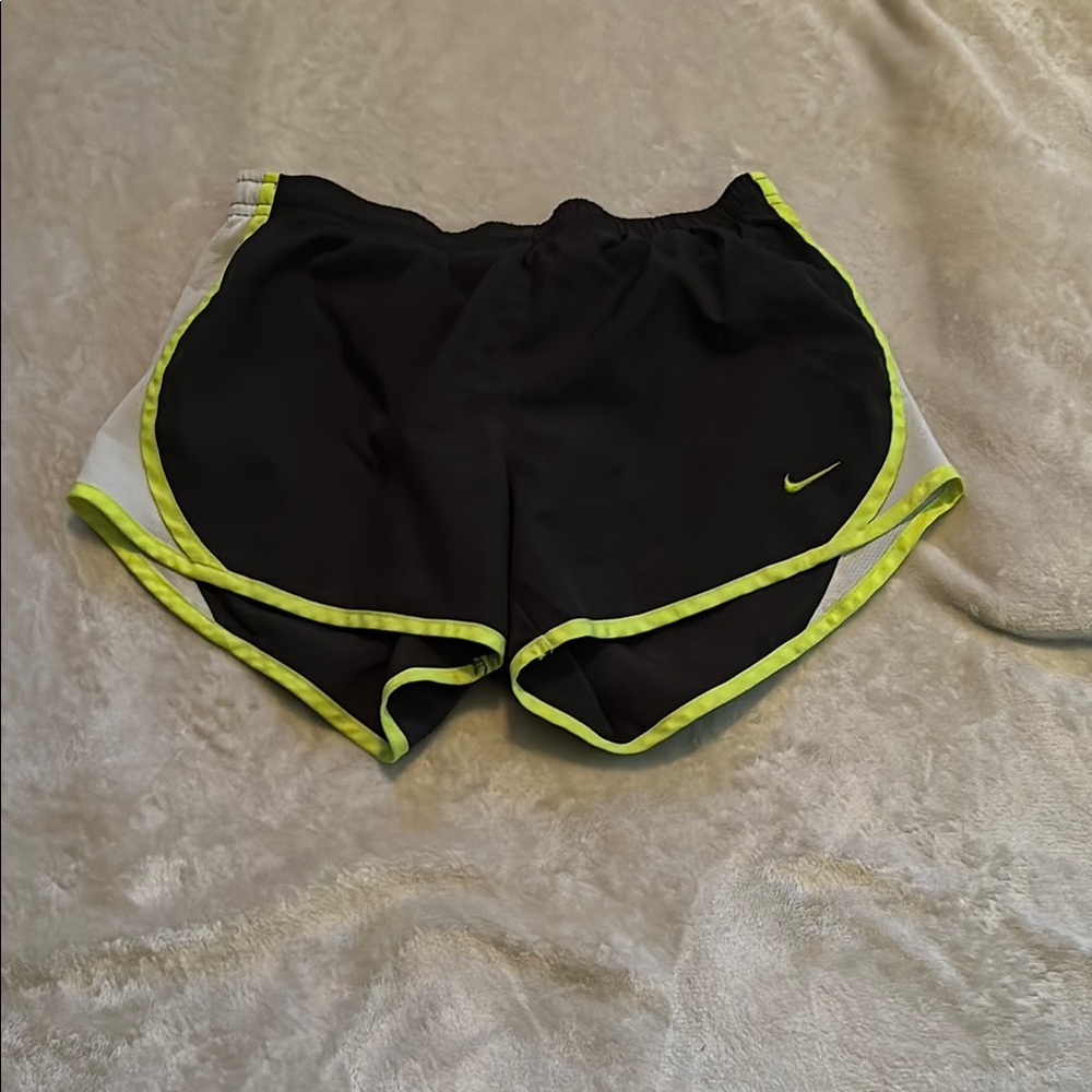 Nike Grey and Neon Green Athletic Shorts